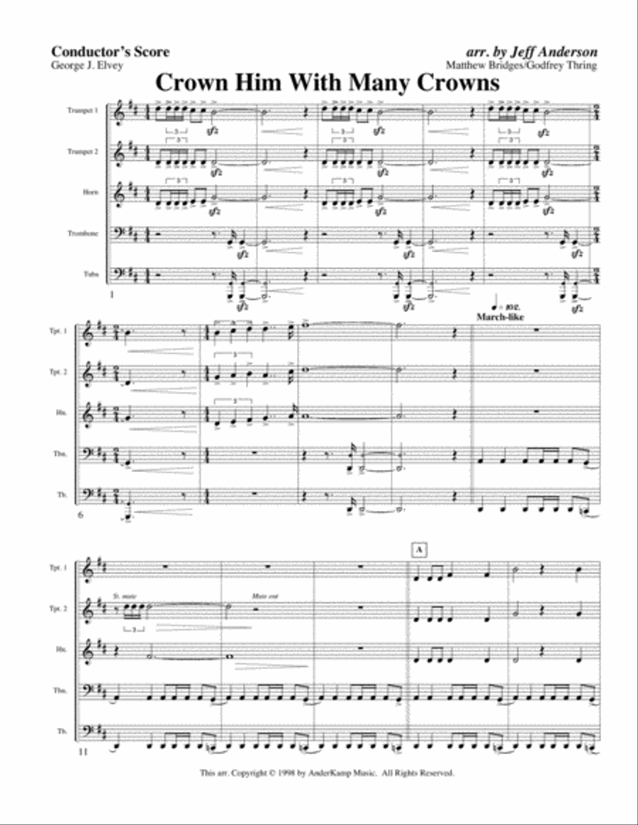 Crown Him With Many Crowns for Brass Quintet Brass Quintet scores gallery preview page 1