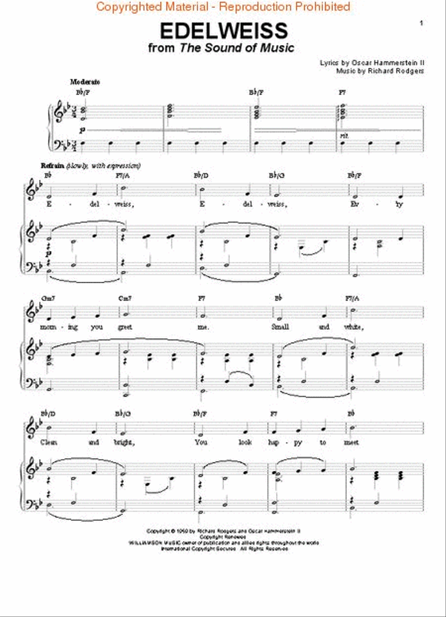 Edelweiss (from The Sound of Music) Piano, Vocal, Guitar scores gallery preview page 2