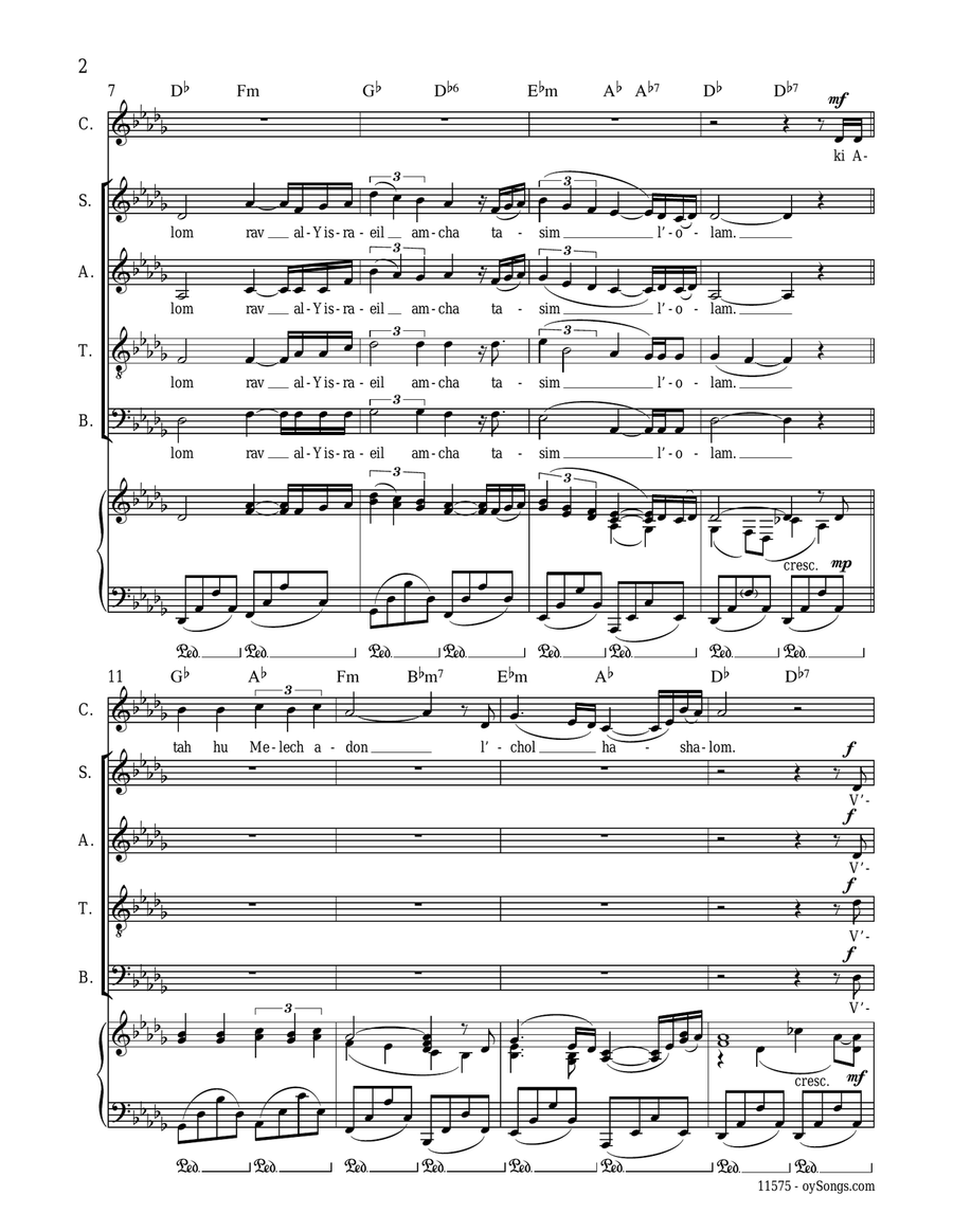 Shalom Rav Shalom Rav 4-Part scores gallery preview page 2