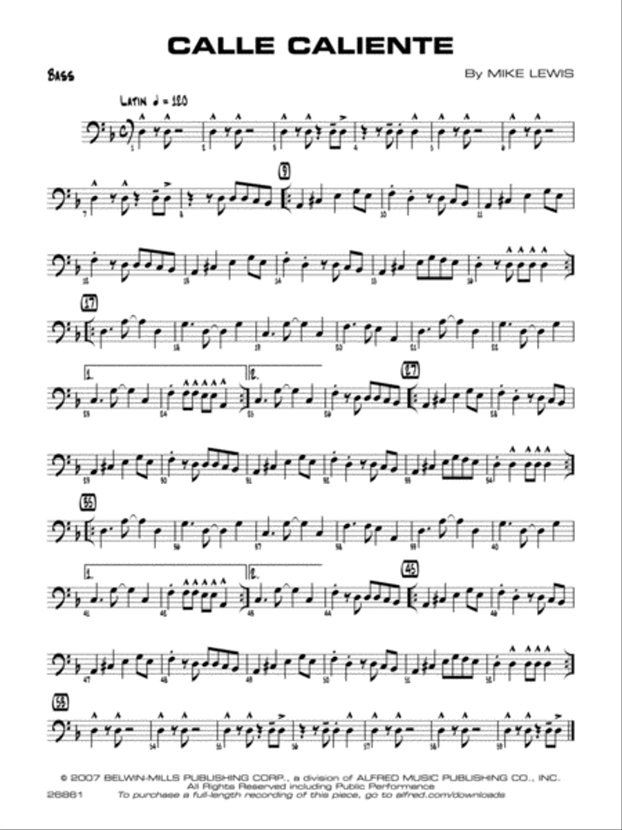 Calle Caliente: String Bass Jazz Ensemble scores gallery preview page 1