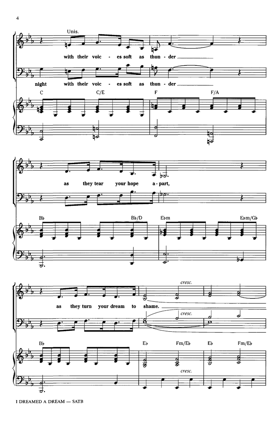 I Dreamed A Dream (from Les Miserables) (arr. Ed Lojeski) 4-Part scores gallery preview page 3