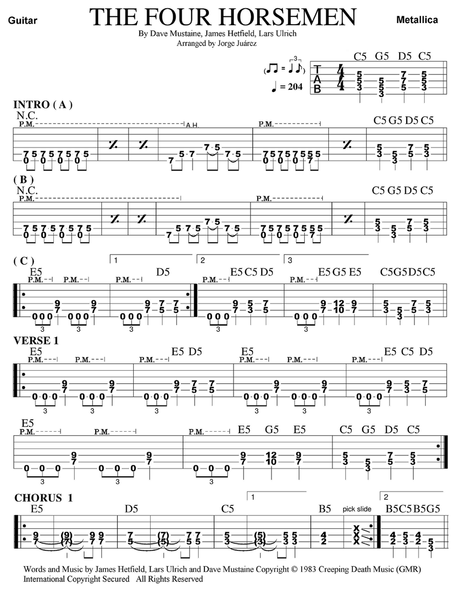 The Four Horsemen Electric Guitar scores gallery preview page 1