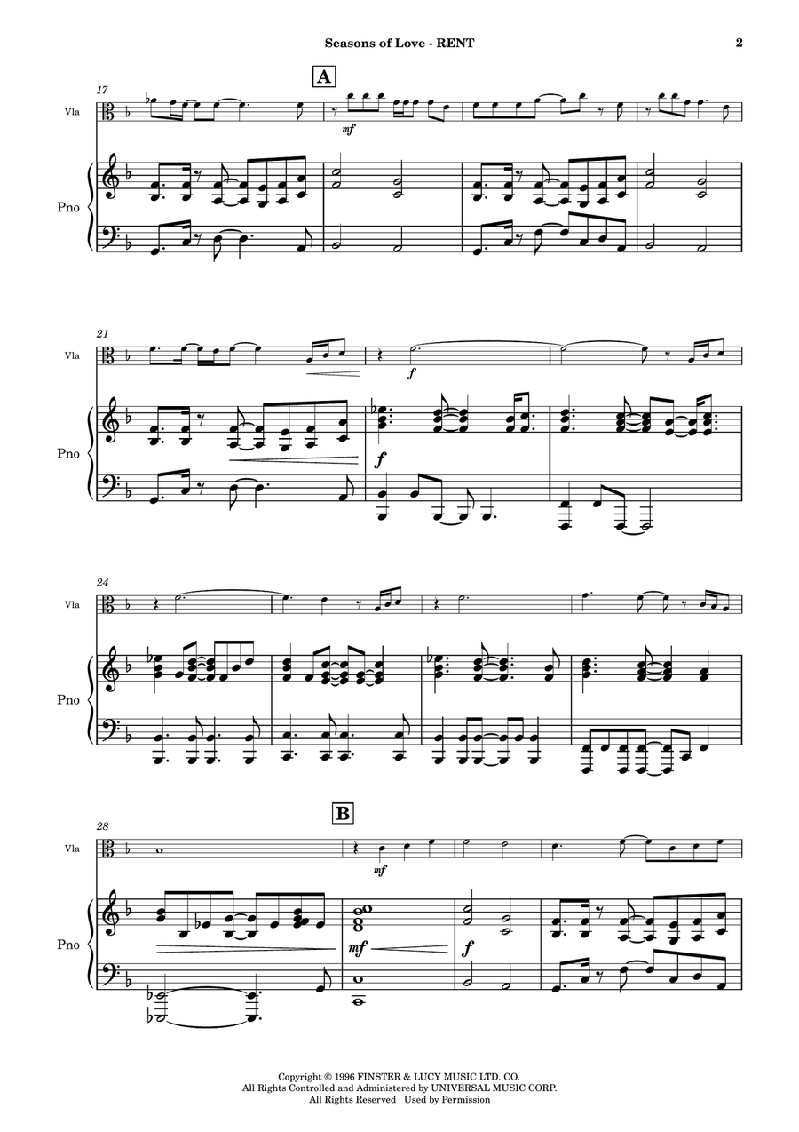 Seasons Of Love Viola scores gallery preview page 3