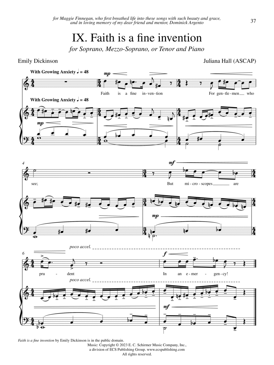 Faith is a fine invention Tenor Voice scores gallery preview page 1