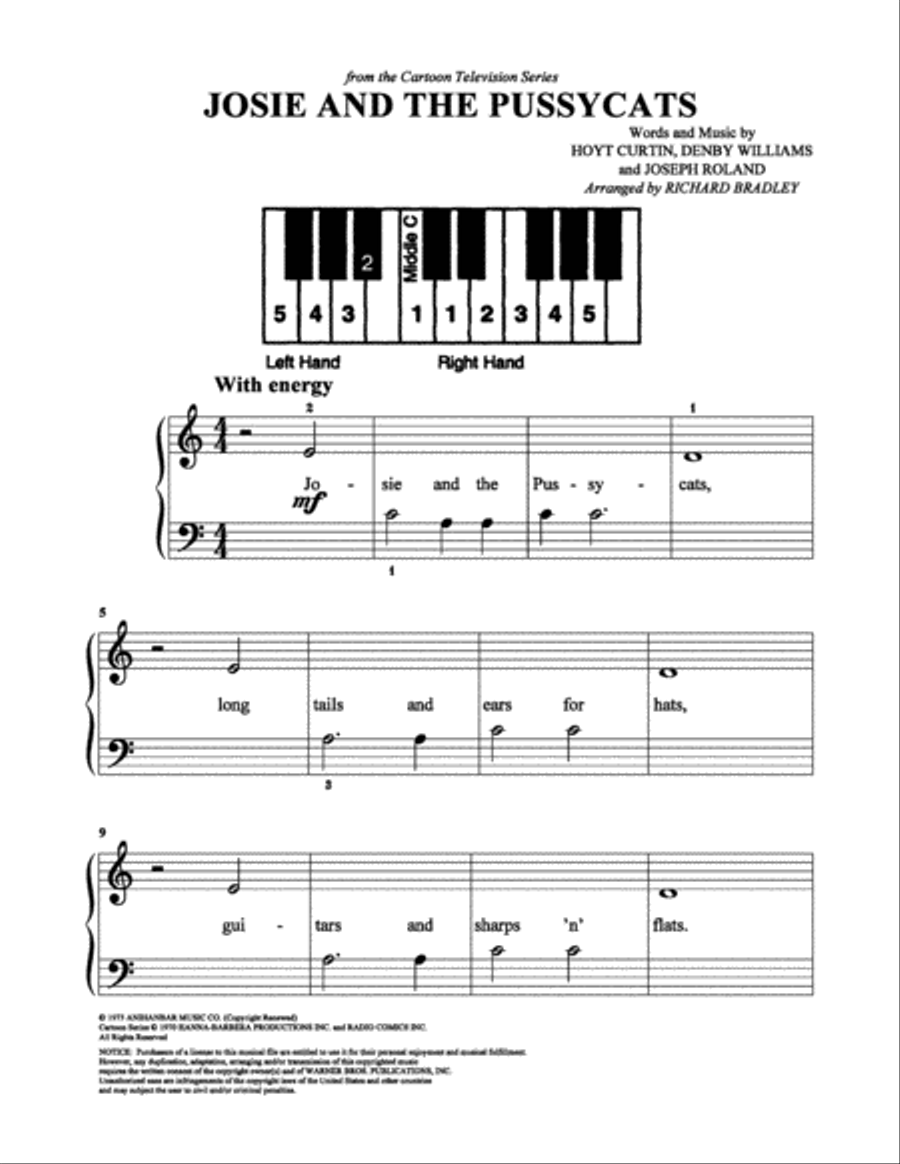 Josie and the Pussycats Josie and the Pussycats Easy Piano scores gallery preview page 1