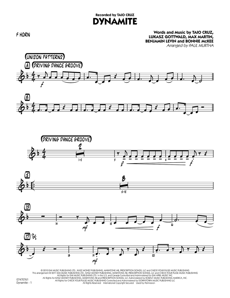 Dynamite - F Horn