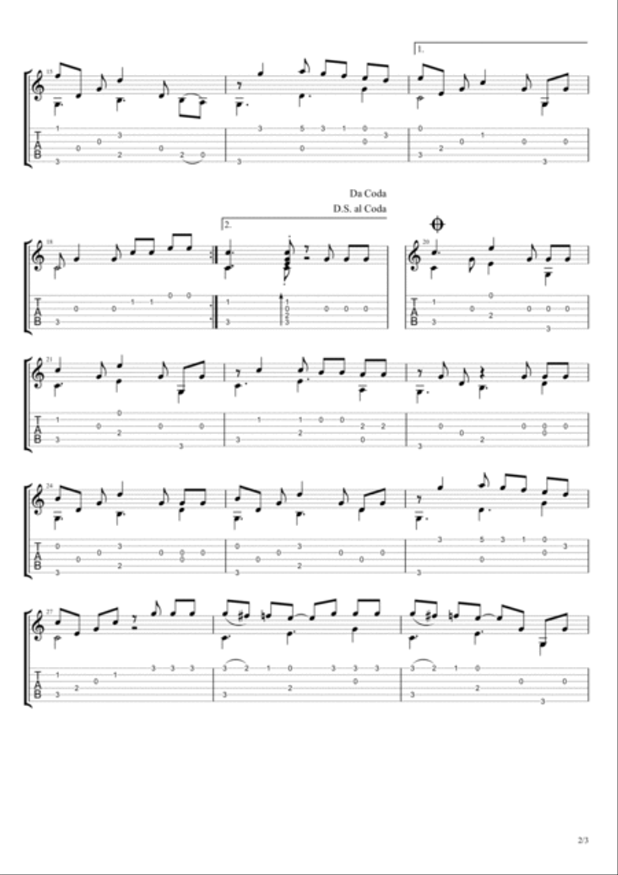 La Cucaracha - Mexican folk song for guitar, notes & tabs Acoustic Guitar scores gallery preview page 2