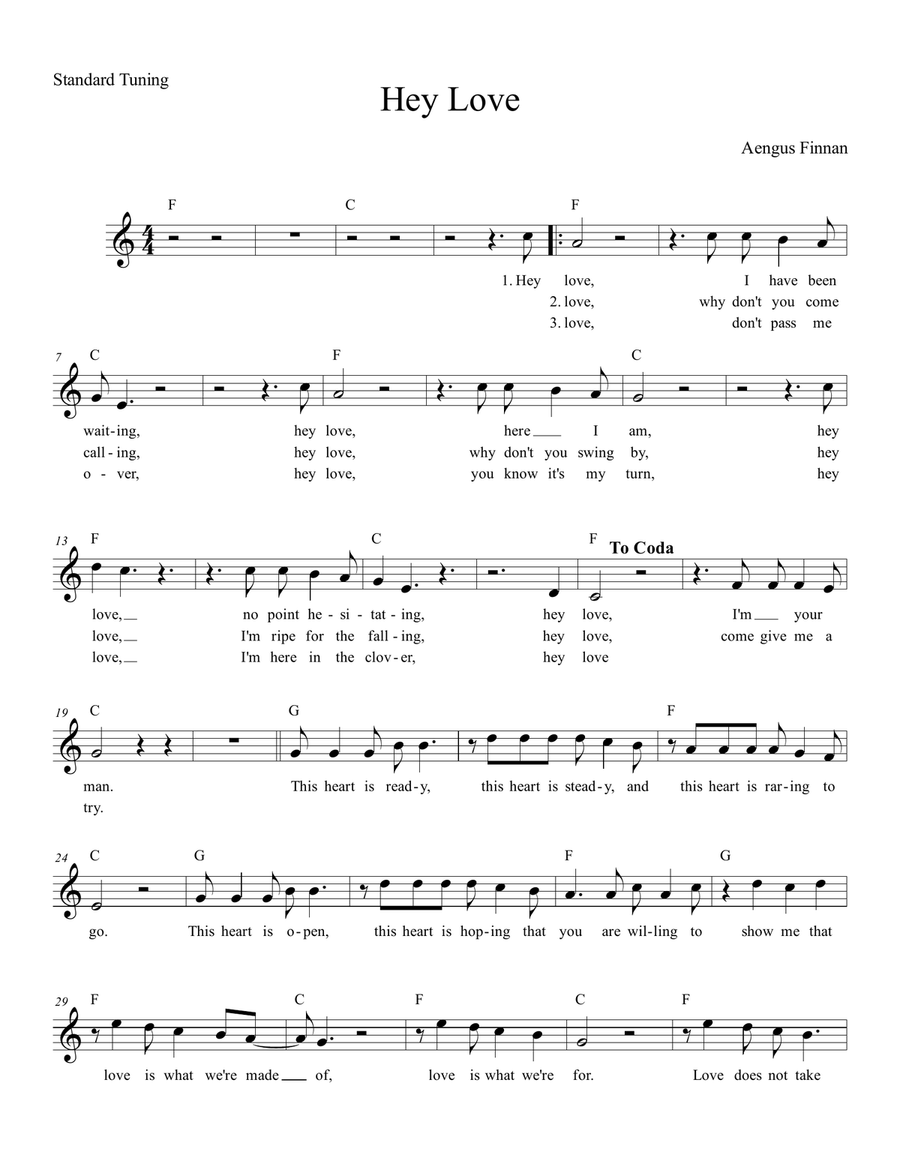 Hey Love Hey Love Piano, Vocal scores gallery preview page 1