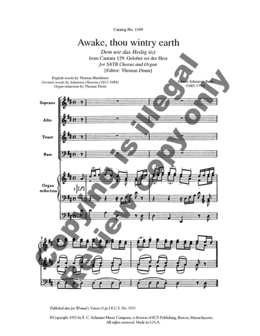 Cantata 129: Awake, thou wintry earth (Dem wir das Heilig itzt)