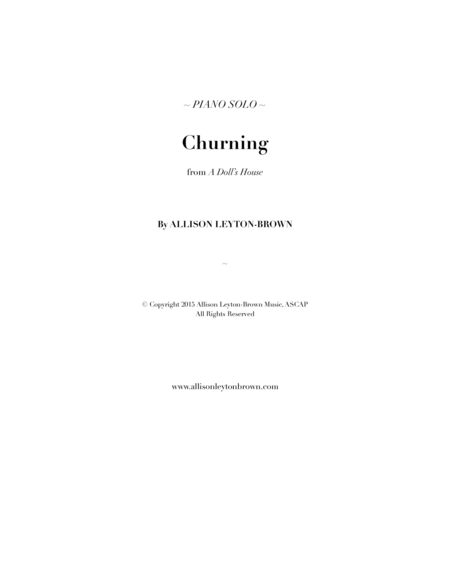 Churning - Piano Solo - by Allison Leyton-Brown image number null