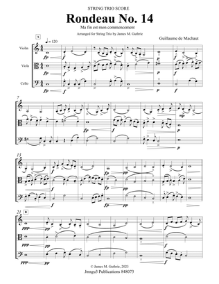 Machaut: Rondeau No. 14 "Ma fin est mon commencement" for String Trio