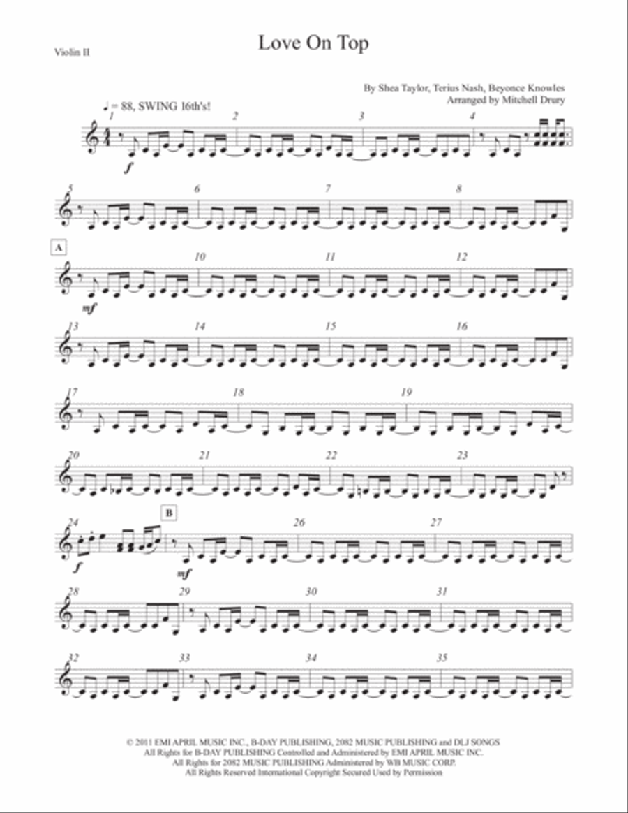 Love On Top String Quartet scores gallery preview page 2
