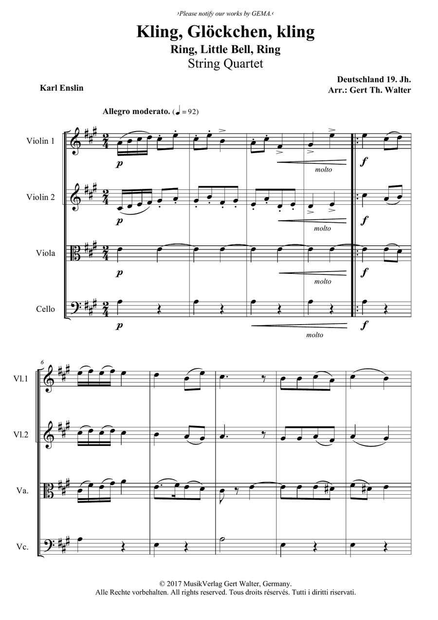 Ring, Little Bell, Ring String Quartet scores gallery preview page 1