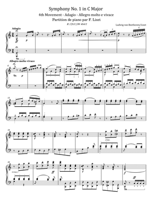 Beethoven/Liszt - Symphony No.1 Op.21 - in C major 4th Adagio - S.464/1 - For Piano Solo Original