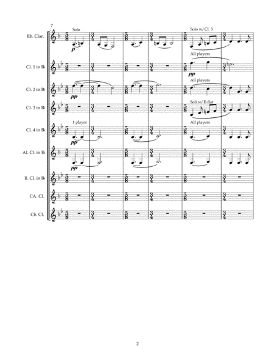February Sunlight for Clarinet Choir (Score) Clarinet Choir scores gallery preview page 2