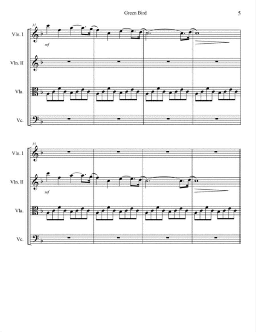 Green Bird String Quartet scores gallery preview page 5