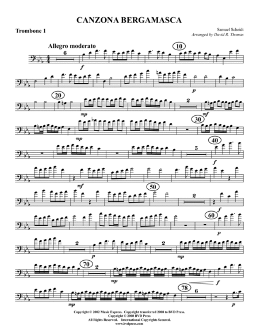 Canzona Bergamasca Canzona Bergamasca Trombone Quartet scores gallery preview page 6
