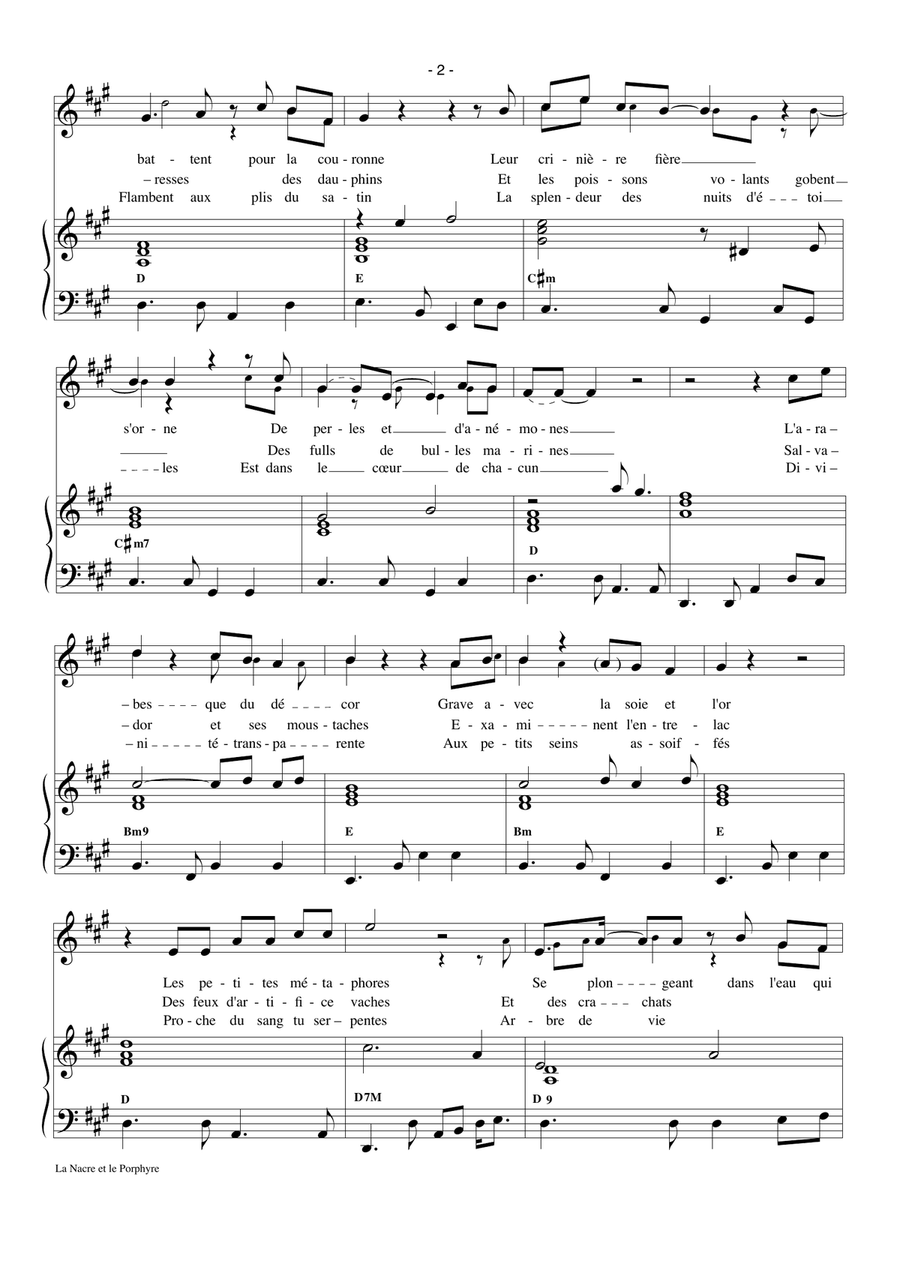 La Nacre Et Le Porphyre Piano, Vocal scores gallery preview page 2
