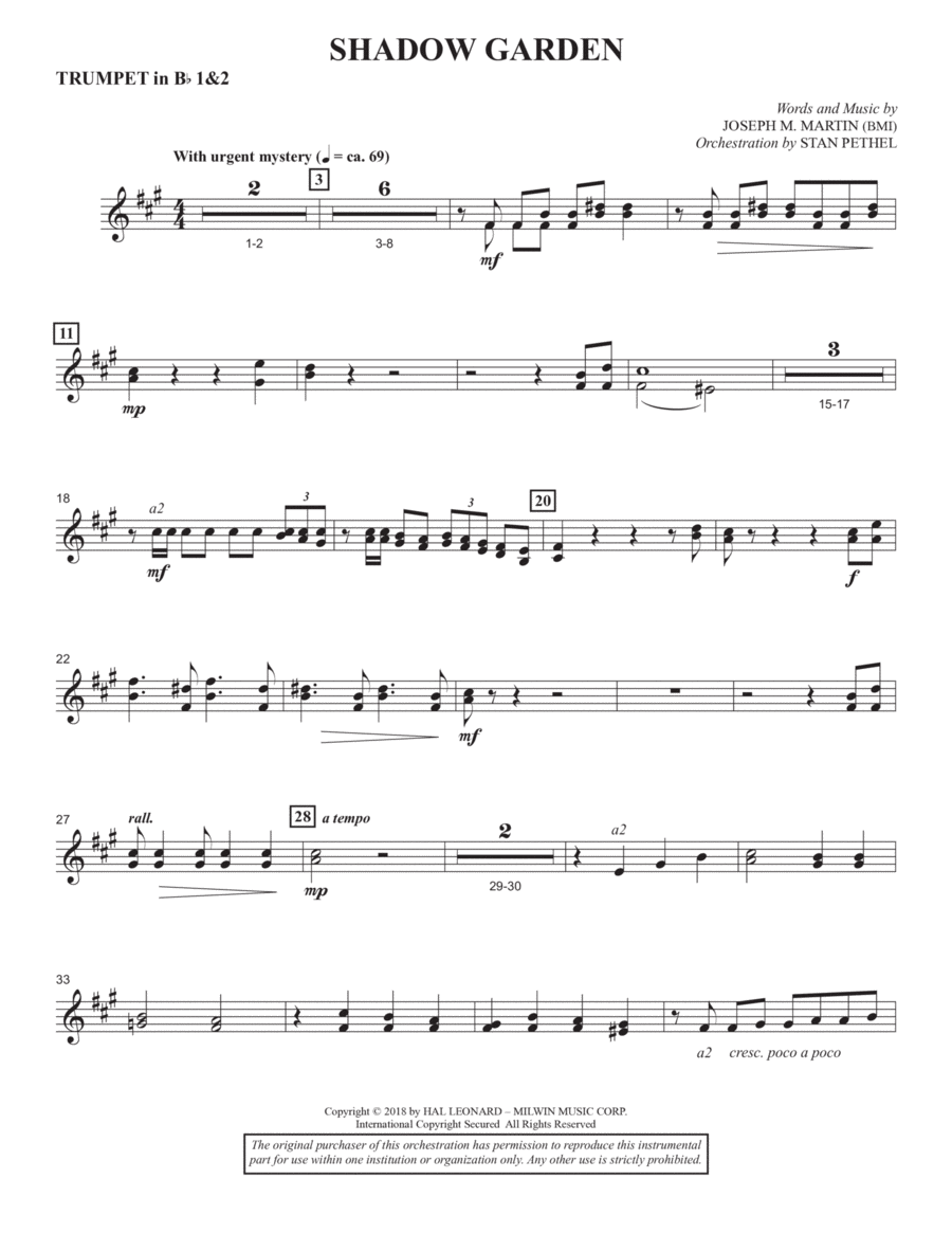 Shadow Garden (Consort) - Bb Trumpet 1 & 2
