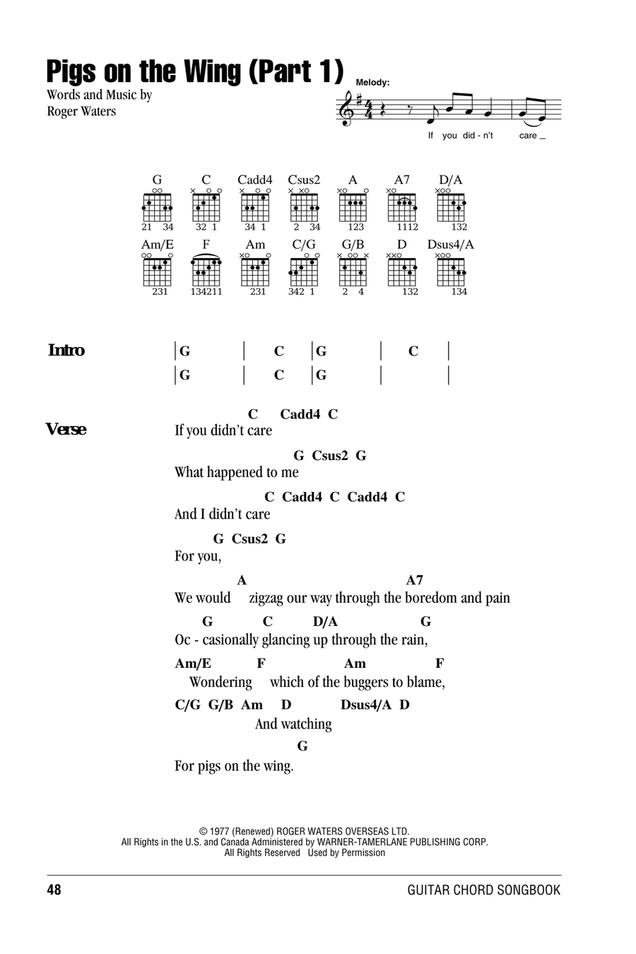 Pigs On The Wing (Part 1) Acoustic Guitar scores gallery preview page 1