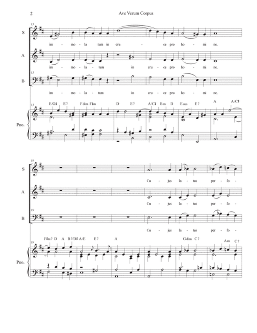 Ave Verum Corpus (Vocal Trio (SAB) - Piano Accompaniment) image number null