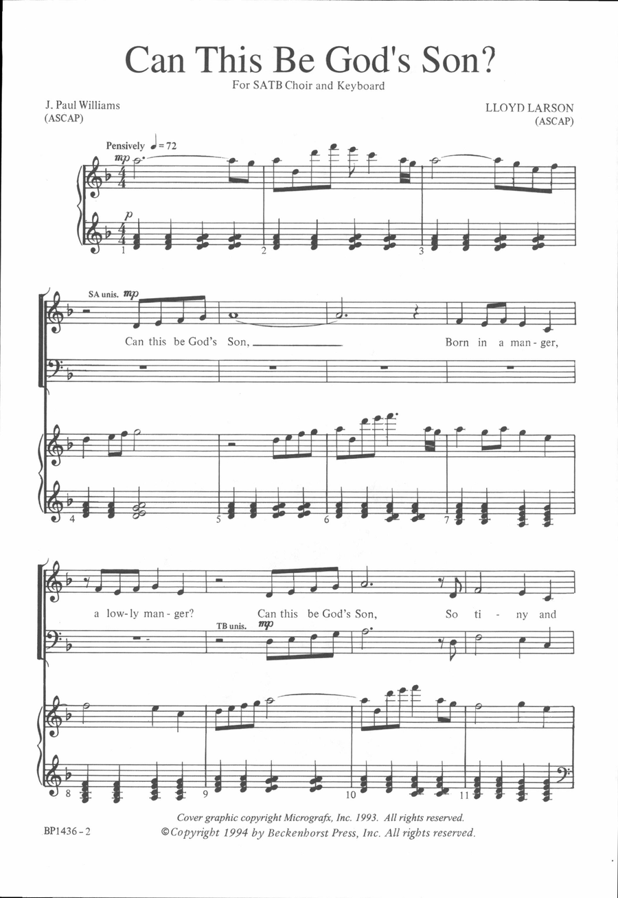 Can This Be God's Son? 4-Part scores gallery preview page 2