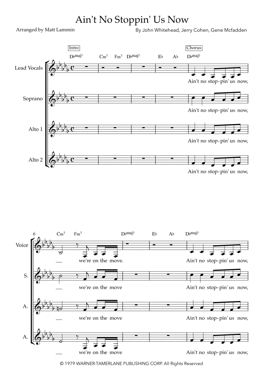 Ain't No Stoppin' Us Now Ain't No Stoppin' Us Now Women's Choir scores gallery preview page 1