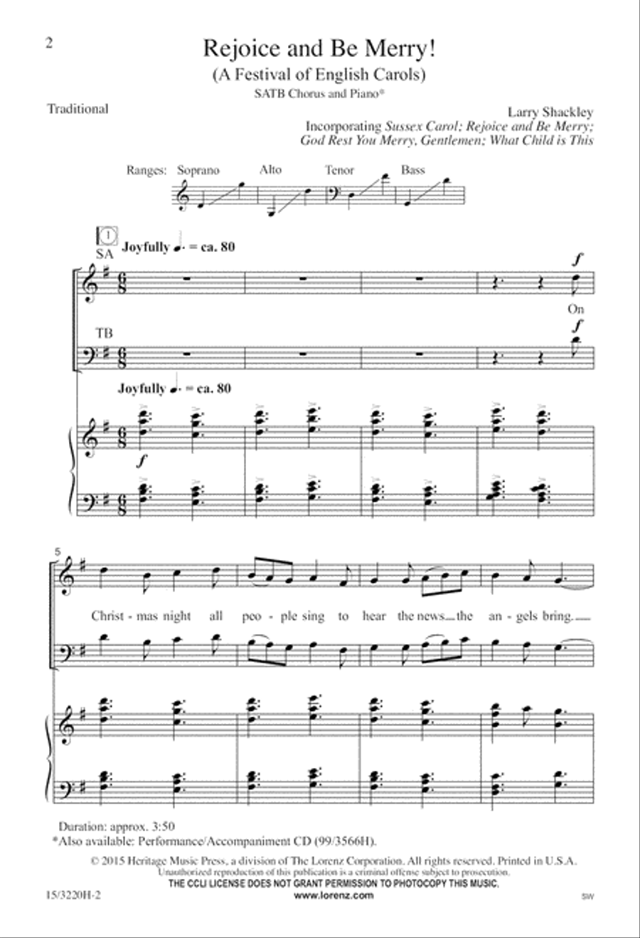 Rejoice and Be Merry! Rejoice and Be Merry! 4-Part scores gallery preview page 2
