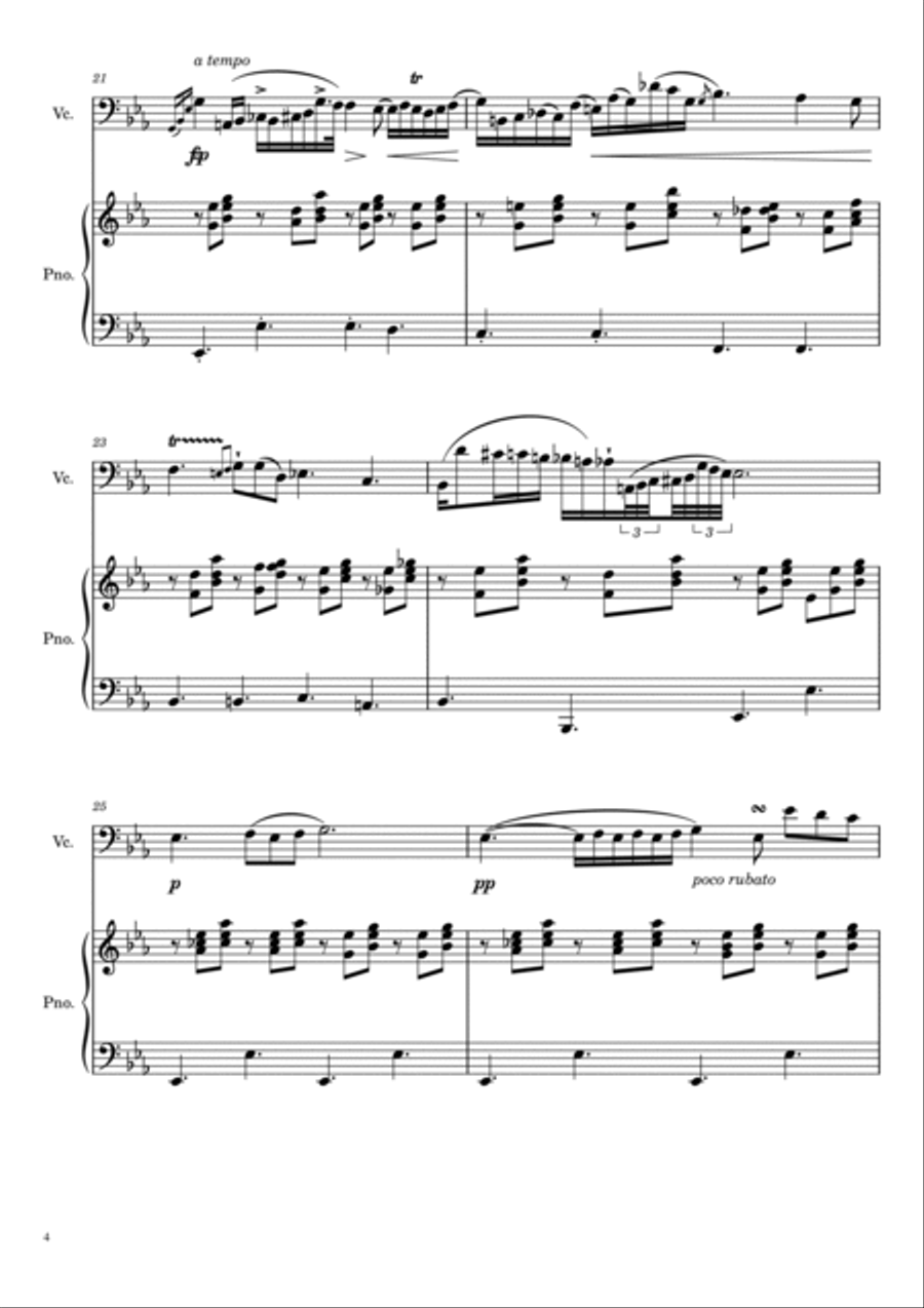 Chopin - Nocturne Op.9 No.2 - Cello and Piano Piano scores gallery preview page 4