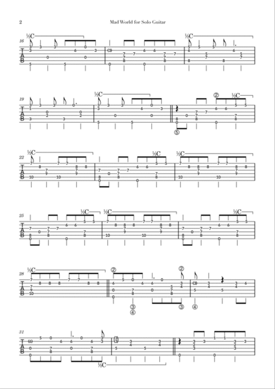 Mad World Electric Guitar scores gallery preview page 3
