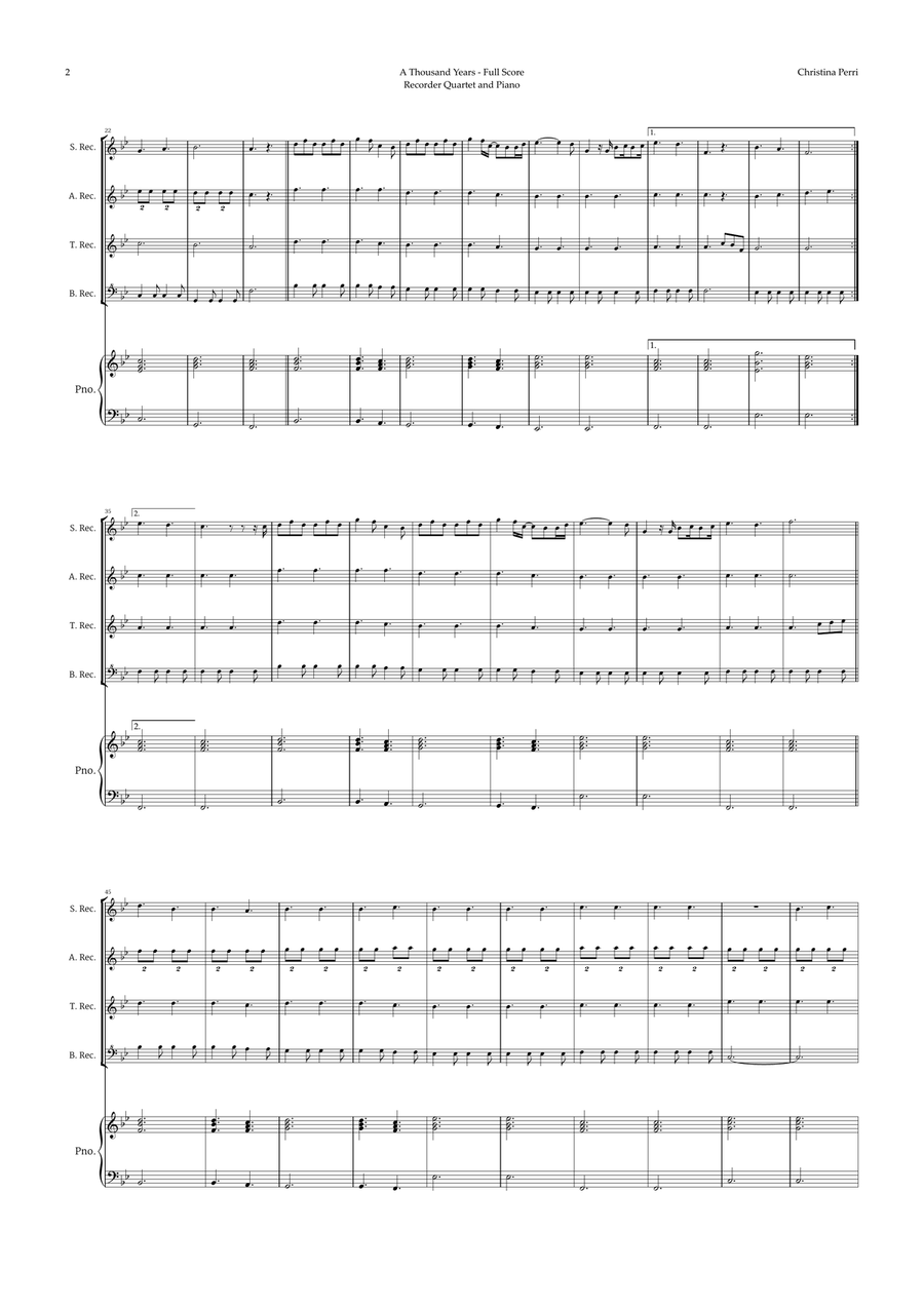A Thousand Years Soprano Recorder scores gallery preview page 2