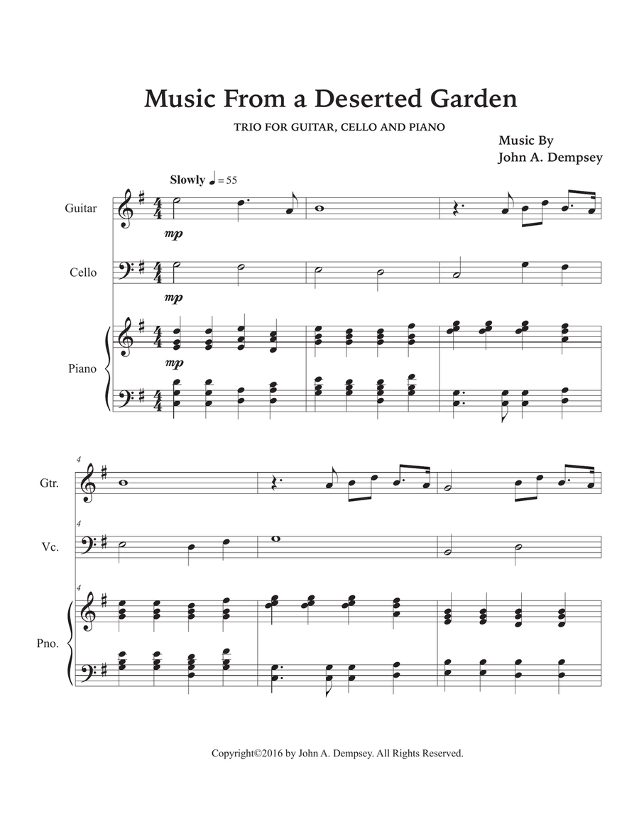 Music From a Deserted Garden (Trio for Guitar, Cello and Piano) Small Ensemble scores gallery preview page 5