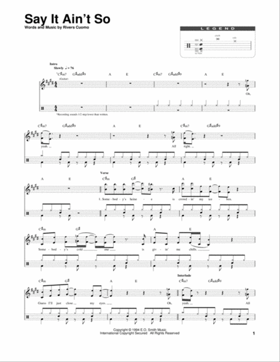 Say It Ain't So Say It Ain't So Drum Set scores gallery preview page 1
