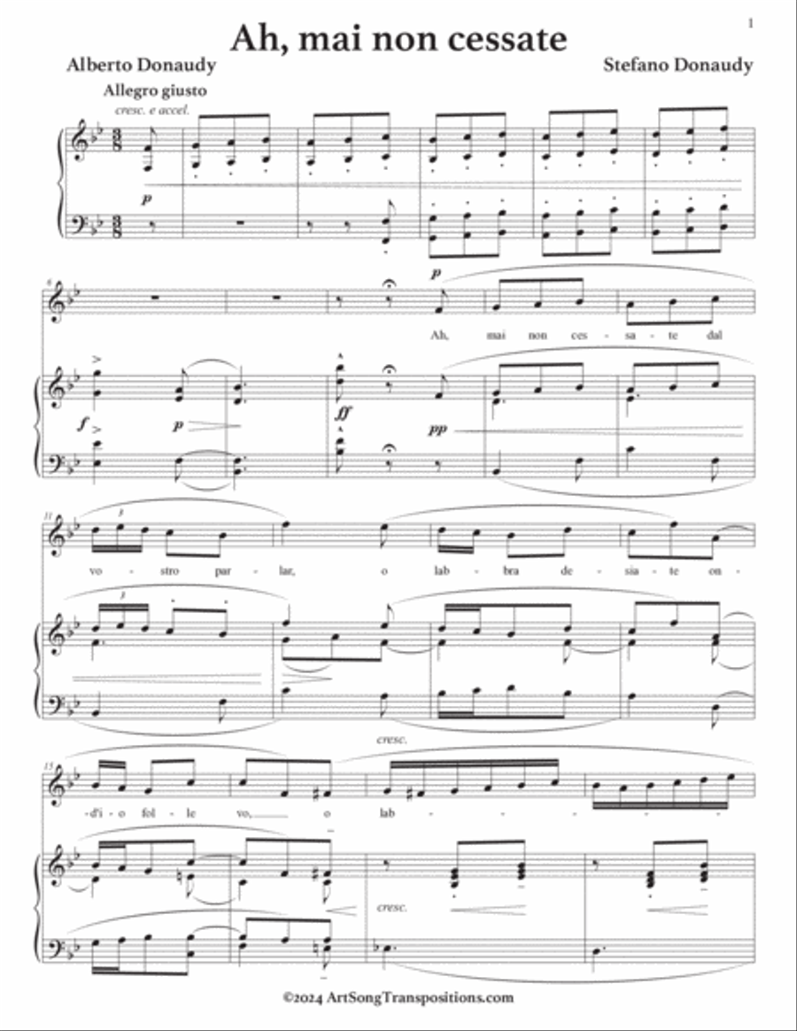 Ah, mai non cessate (B-flat major)