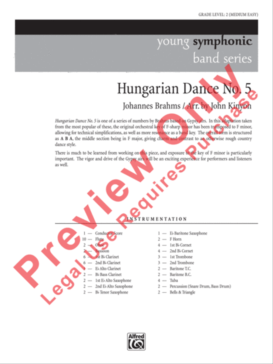 Hungarian Dance No. 5 Concert Band scores gallery preview page 2