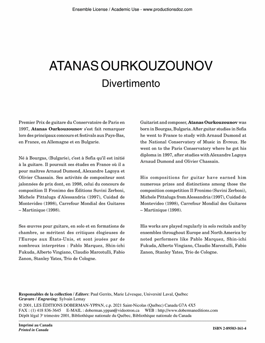 Divertimento Guitar Ensemble scores gallery preview page 1