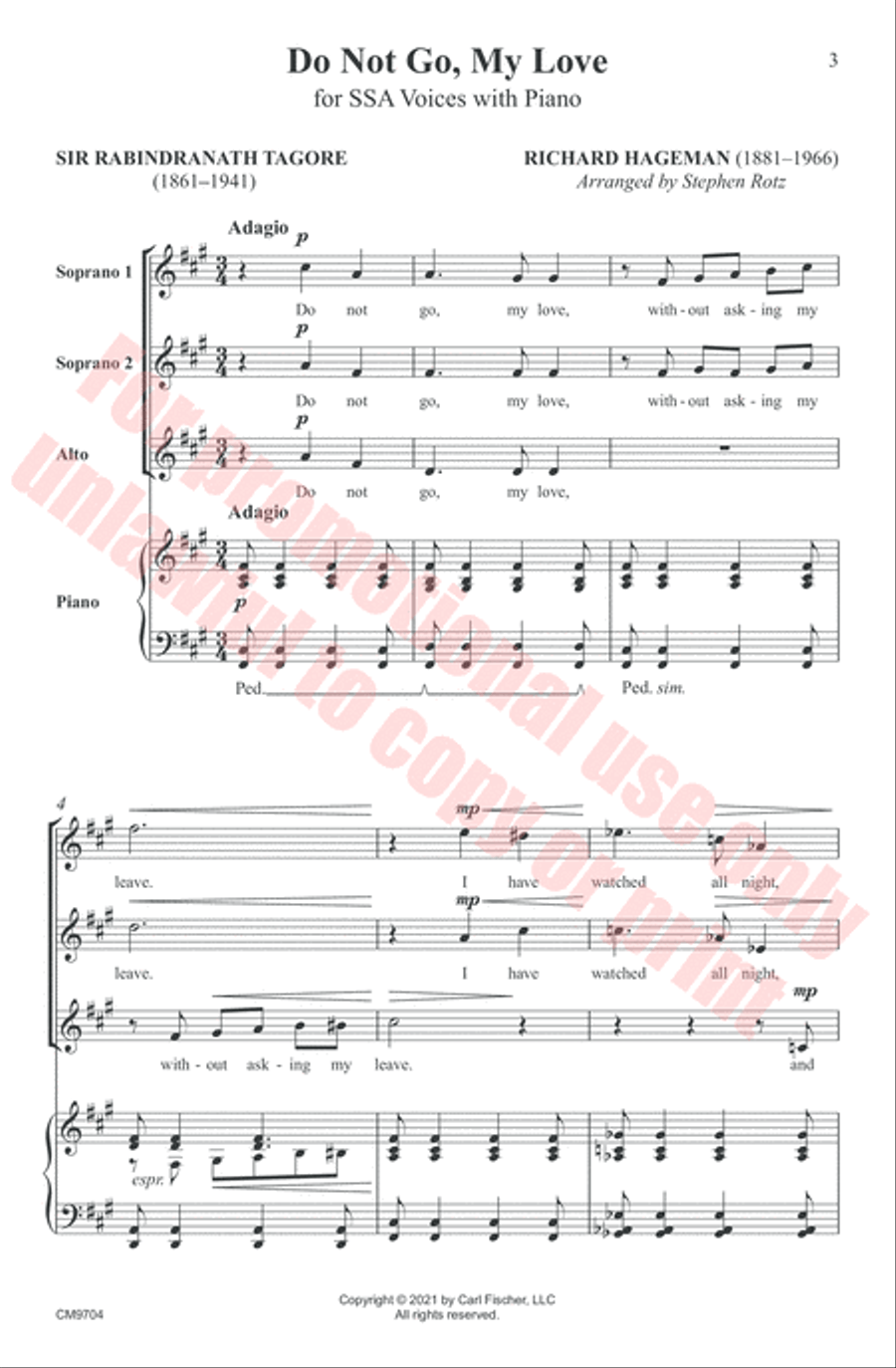 Do Not Go My Love SSA scores gallery preview page 4