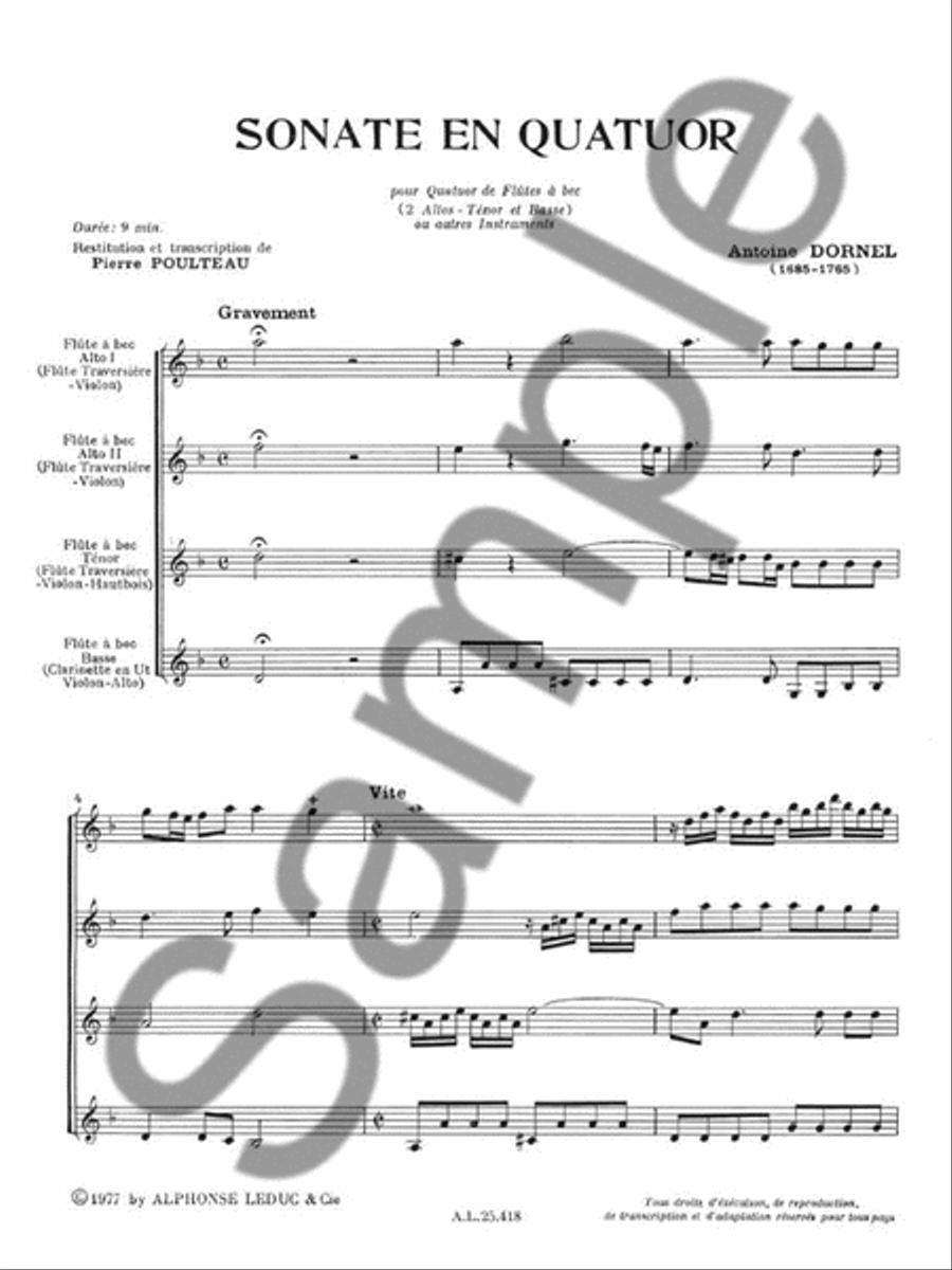 Sonate En Quatuor (recorders 4)