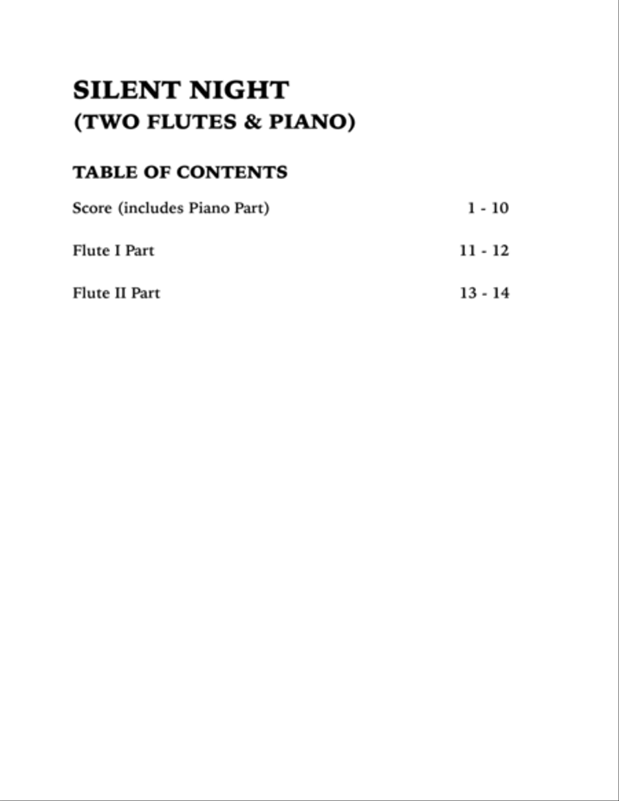 Silent Night (Trio for Two Flutes and Piano) Woodwind Duet scores gallery preview page 4