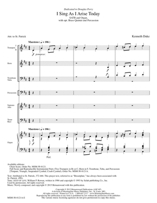 I Sing As I Arise Today (Downloadable Full Score and Parts)