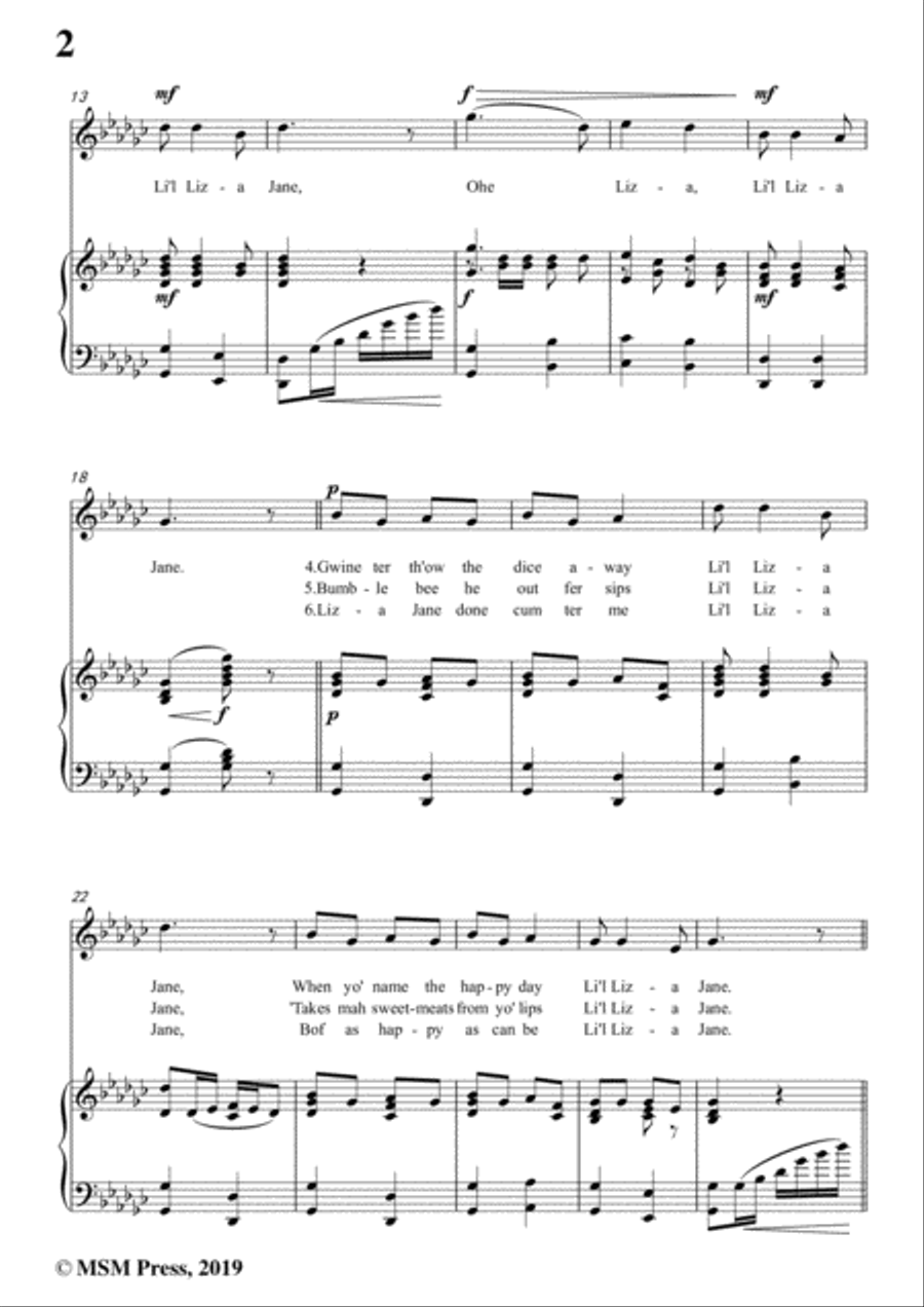 Ada DeLachau-Li'l Liza Jane,in G flat Major,for Voice and Piano Voice Solo scores gallery preview page 4