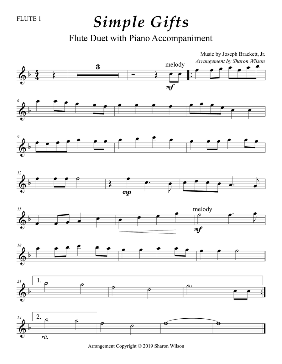 Simple Gifts Sheet music for Recorder (Woodwind Duet)