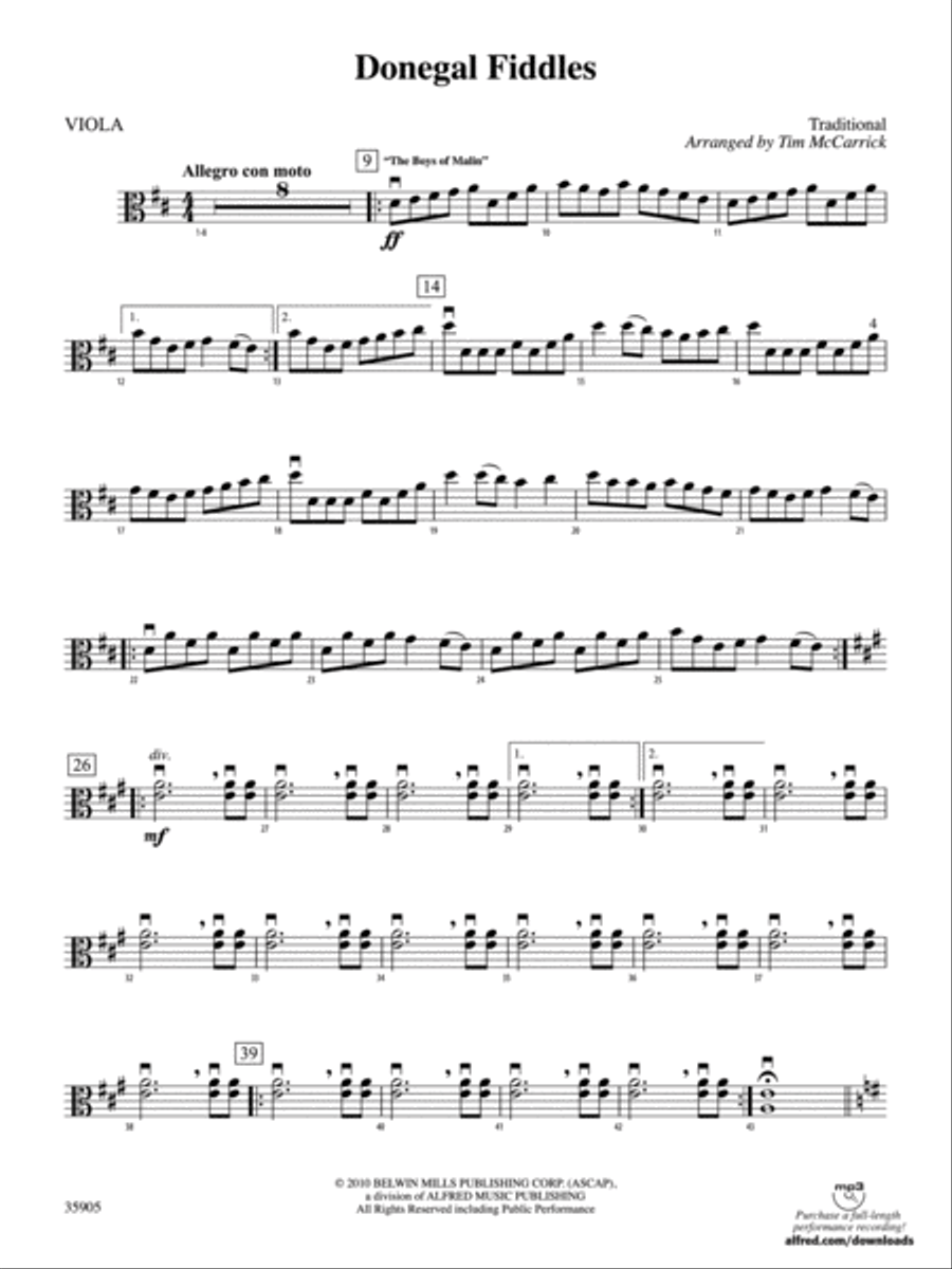Donegal Fiddles: Viola Donegal Fiddles: Viola String Orchestra scores gallery preview page 1