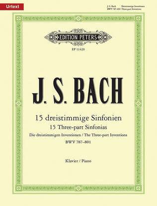 Book cover for Three-part Sinfonias (Inventions) BWV 787-801 for Piano