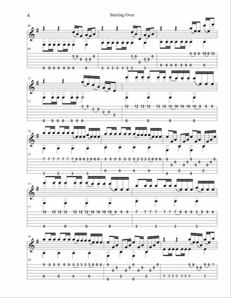 Starting Over Starting Over Guitar Tablature scores gallery preview page 4