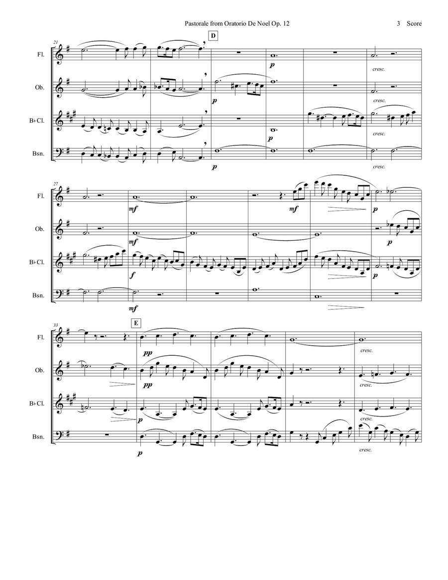 Pastorale from Oratorio De Noel for Woodwind Quartet Woodwind Quartet scores gallery preview page 4