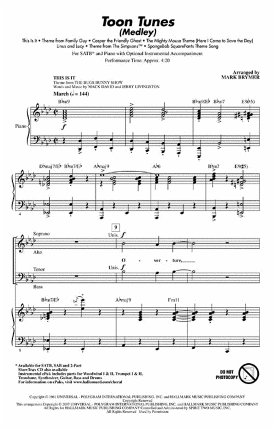 Toon Tunes Toon Tunes 4-Part scores gallery preview page 2