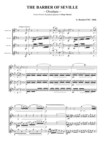 Overture from "The Barber Of Seville" for Saxohone Quartet (SATB) image number null