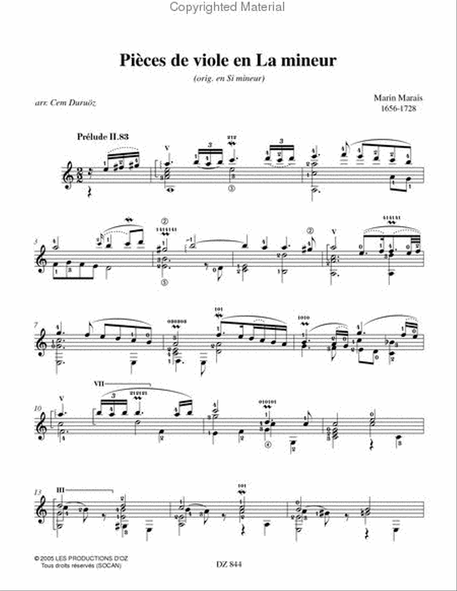 Pièces de viole en La mineur Classical Guitar scores gallery preview page 2