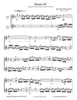 Quantz: Duetto Op. 2 No. 3 for Tenor Sax Duo